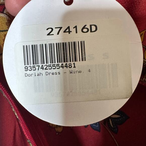 NWT Petal and Pup Floral Satin Doriah Midi Dress Women's Wine Size US 4 - Picture 6 of 7